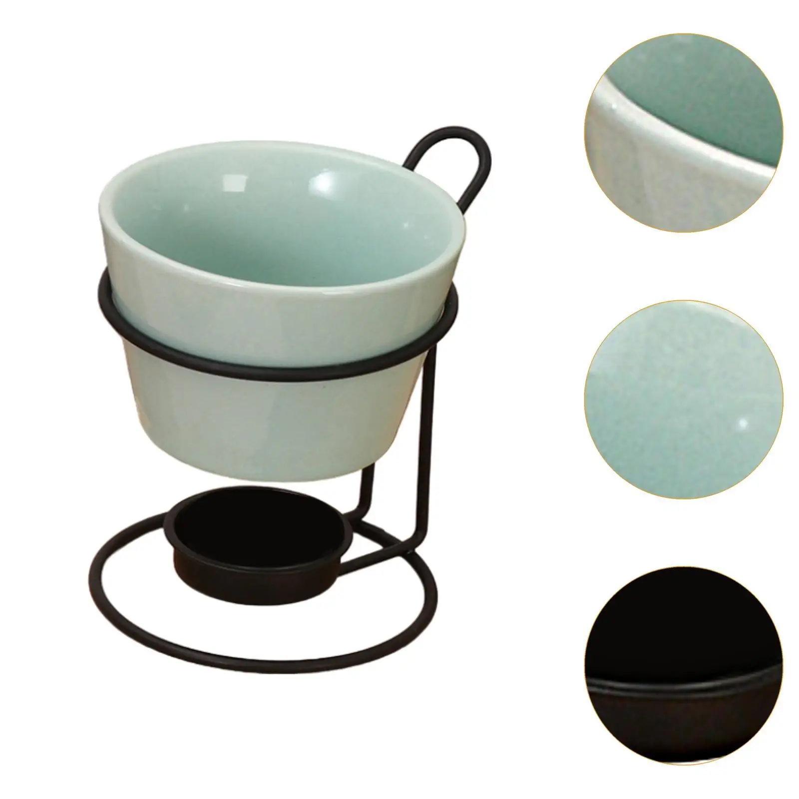 Chocolate Fondue Pot with Rack Cookware Porcelain Melting Pot Ceramic Hot