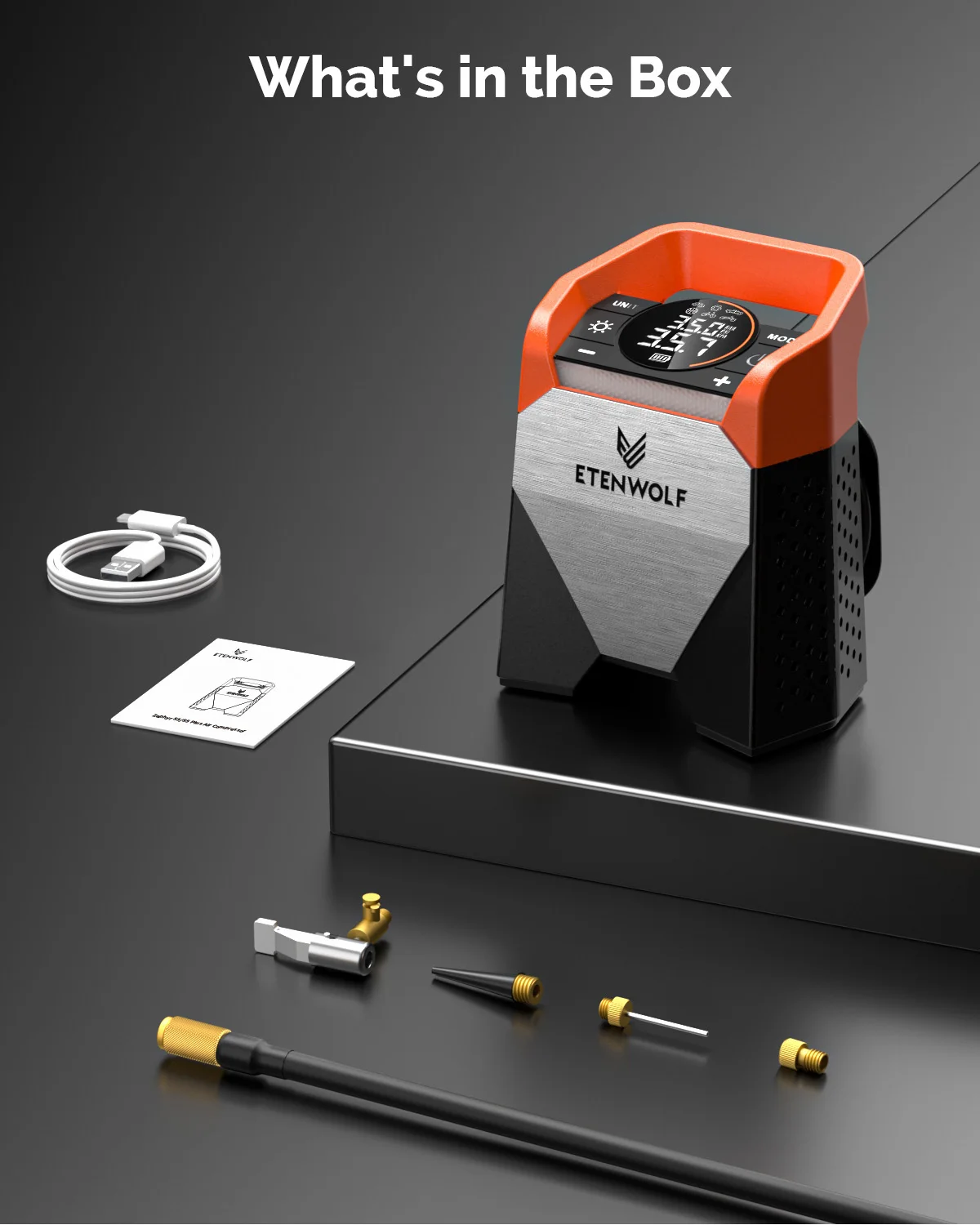 منفاخ الإطارات المحمول ETENWOLF ZEPHYR S5، ضاغط سي...