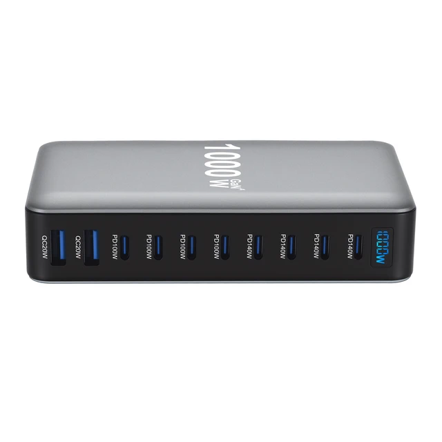 1000W GaN Fast Charging Station for iPhone Samsung For Xiaomi Huawei 10-Port Fast Desktop Charger PD3.1 USB Type C Dropshipping