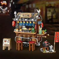 Mini city Street view Architectural landscape model Creative folding blocks toy Takoyaki Shop Coffee shop Christmas gift 2