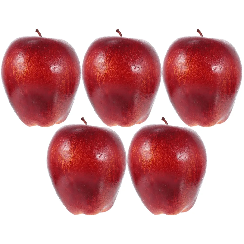 5 Pcs Artificial Fruit Red Home Decor Decorations Fake Watermelon Decors Photo Prop Realistic Red Delicious Apples Artificial artificial fruits and vegetables
