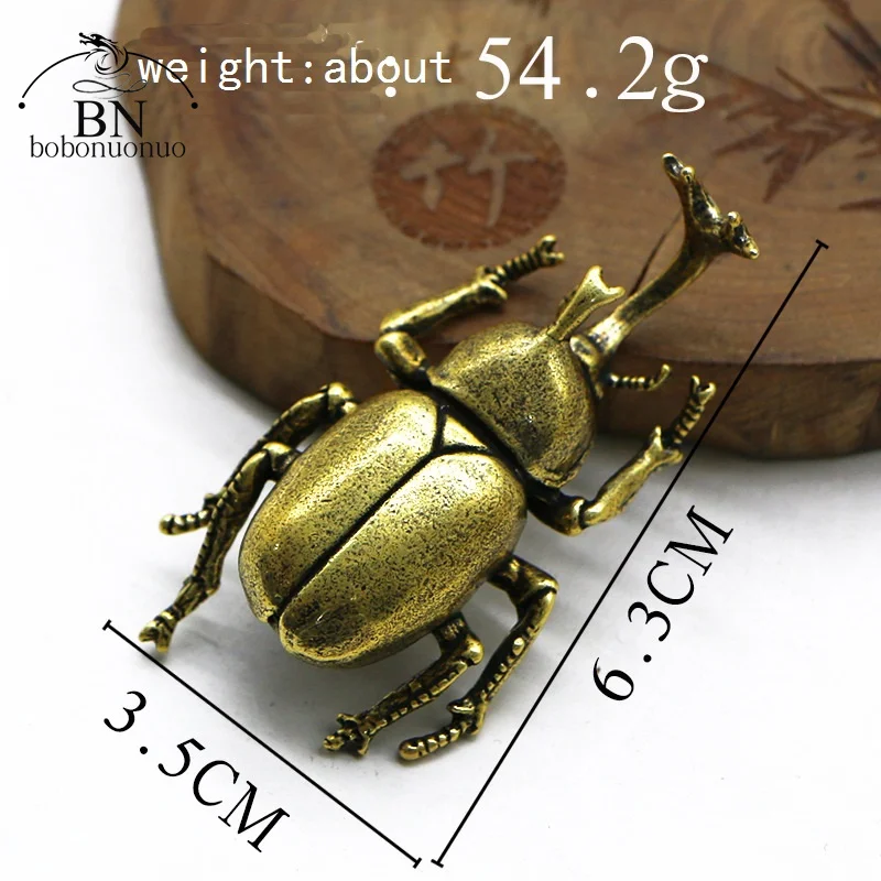Antique Bronze Beetles Miniature Figurine Small Desk Decorations Vintage Copper Insect Tea Pets Ornament Home Decor Accessories animal ornaments
