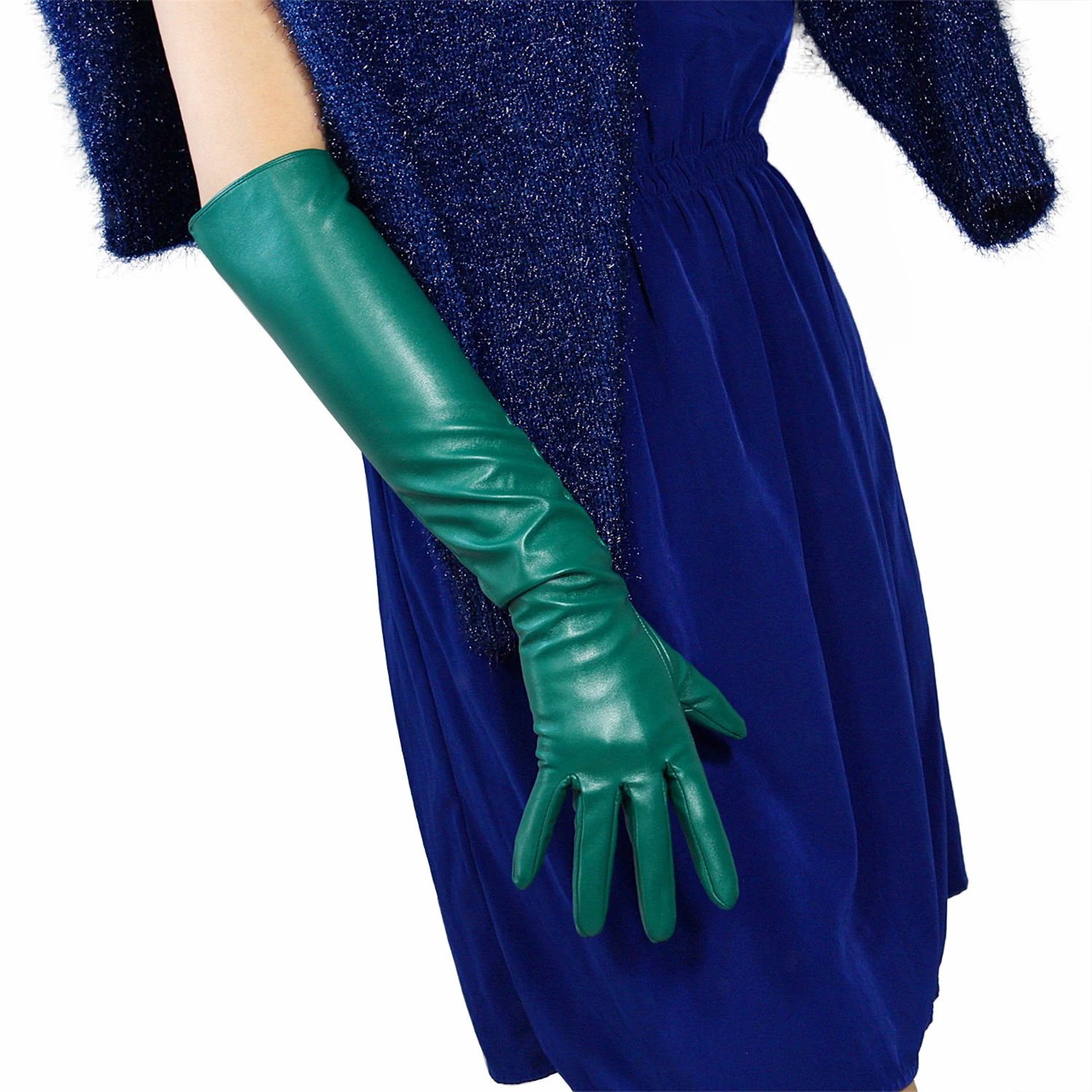 

DooWay Women's Dark Green Opera Gloves Forest Color Faux Leather Elbow Dressing Fashion NightClub Party Evening Cosplay Glove