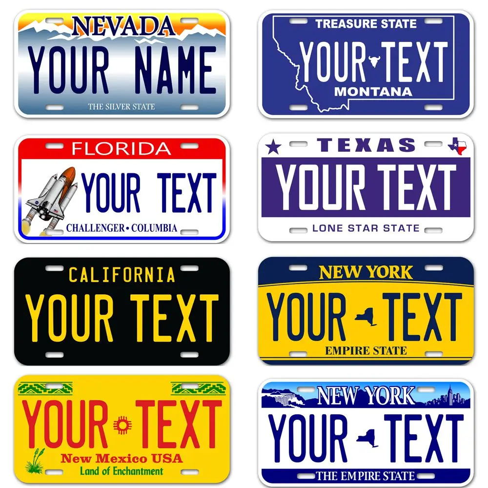 Metal Signs Your Text Tin Plate United States Car Metal Sign Text Personalized Name for USA Car Tags 12x6 Inch