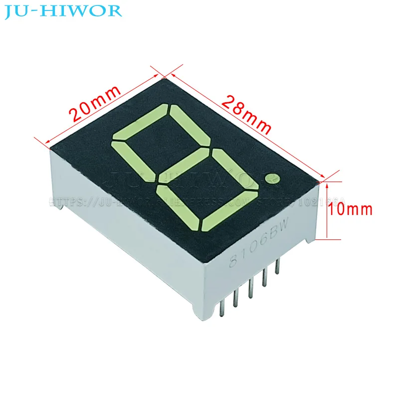 10pcs 10Pins 8106AW 8106BW 0.8 Inch 1 Digit Bits 7 Segment White LED Digital Display Digitron Common Anode Cathode C A C C led digital tube display