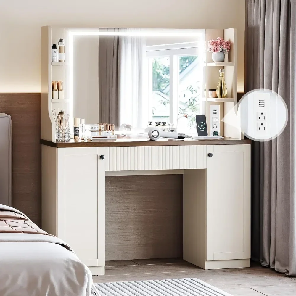 

Туалетный столик для макияжа с зеркалом и подсветкой, косметический столик с выдвижным ящиком, шкафы, удлинитель, для искусственных предметов