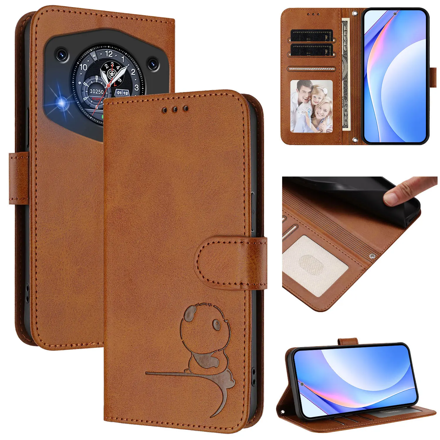 Leather Flip Wallet Case with Holder and Magnetic Closure - Elegant Design