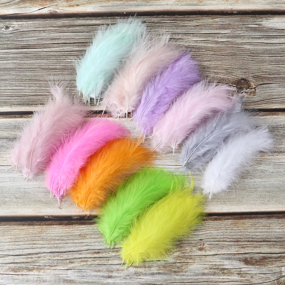 100PCS Natural Marabou Feathers 10-15CM Turkey Plumes for Dreamcatcher DIY Crafts Accessories fly tie material Decoration