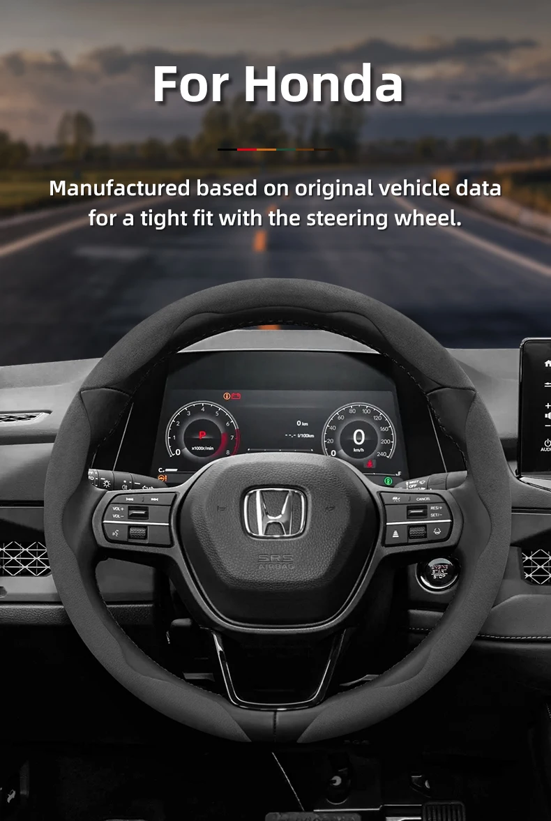 Passend für Honda Anti-Rutsch-Schnalle, segmentierter Wildleder-Lenkradbezug, geeignet für Civic Fit 8. Generation 8 City Accord 9 10 Vezel Freed Breeze 7 Jade Shuttle Xrv Crosstour Insight Stream Rn6 – Detail 1