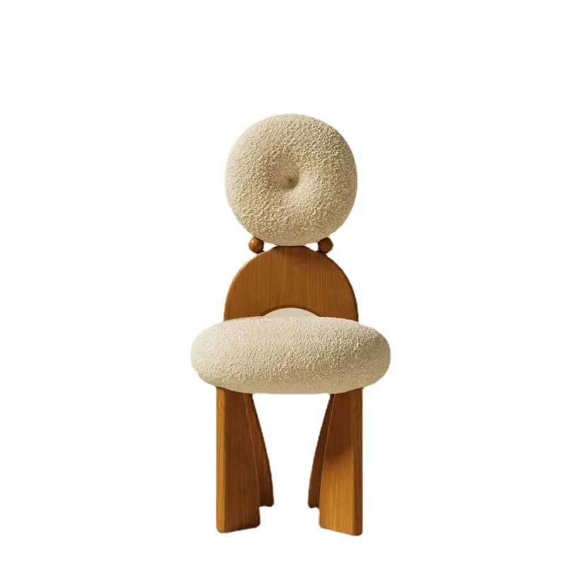 

YY Dressing Stool R Solid Wood Lambswool Soft Bag Study Chair Dining Chair