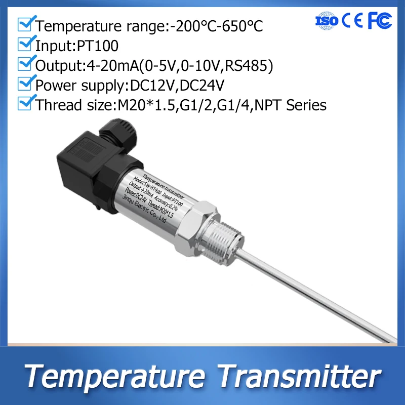Temperature Transmitter PT100 Thermistor Temperature Transducer 420mA