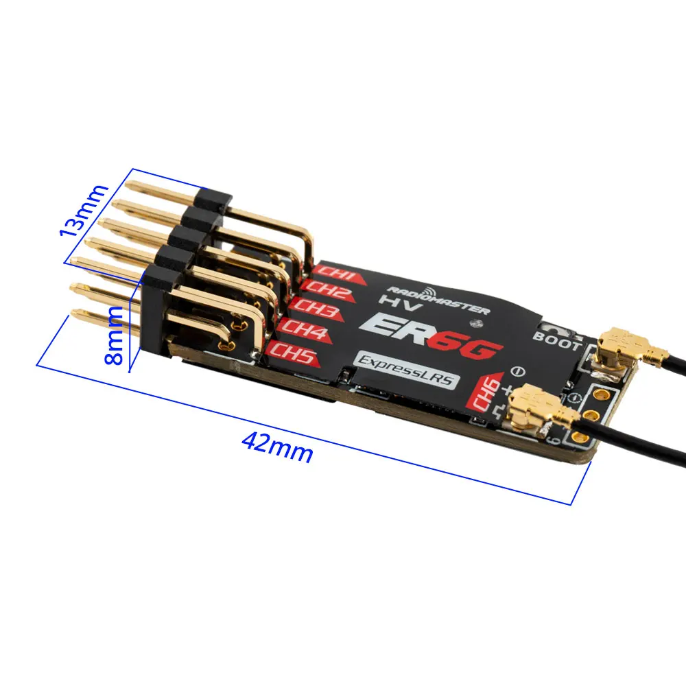 RadioMaster ER6G/ER6GV Récepteur ELRS pour Planeur RC - 6 Canaux PWM