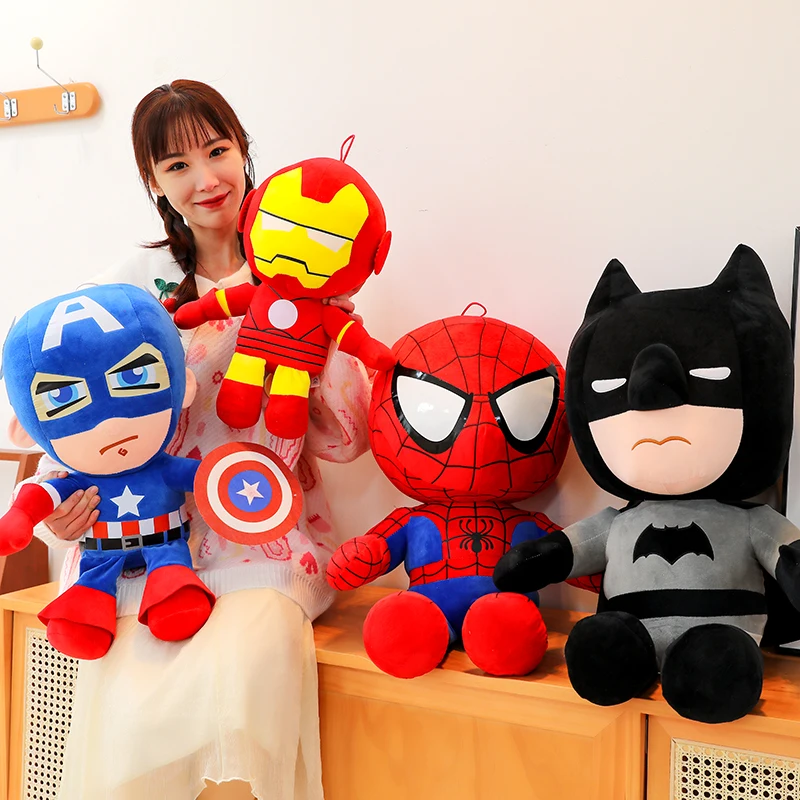 Big Size Cartoon Super Hero Plushies Captain America Spider Man Iron Man Doll Soft Stuffed Anime Plushies Birthday Gifts Kids