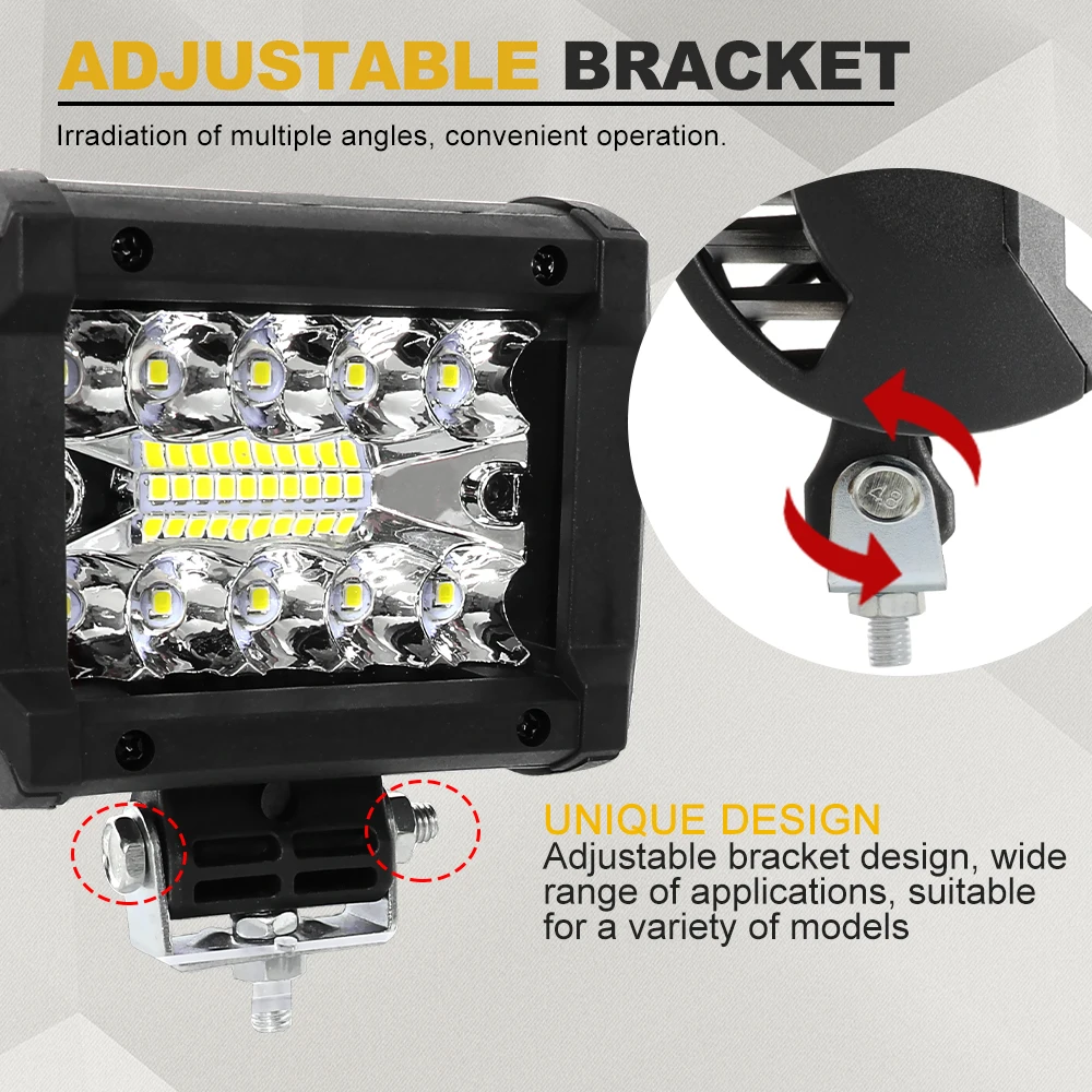 HAOLIDE LED 작업등 4인치 6000K 백색광 스트로브 하이/로우 빔 초고휘도 방수 오토바이 오프로드용 12V 24V