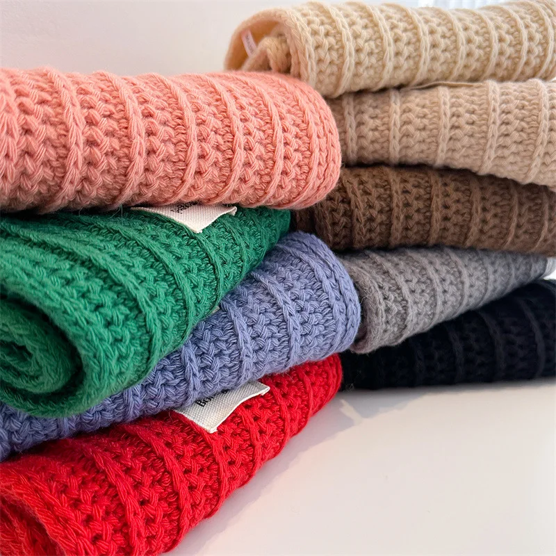 Winter Plain Dicke Quaste Wolle Gestrickte Schal Schal Dame Casual Hohe Qualität Wrap Pashmina Stola Bufandas für Outdoor-Aktivitäten – Detail 2
