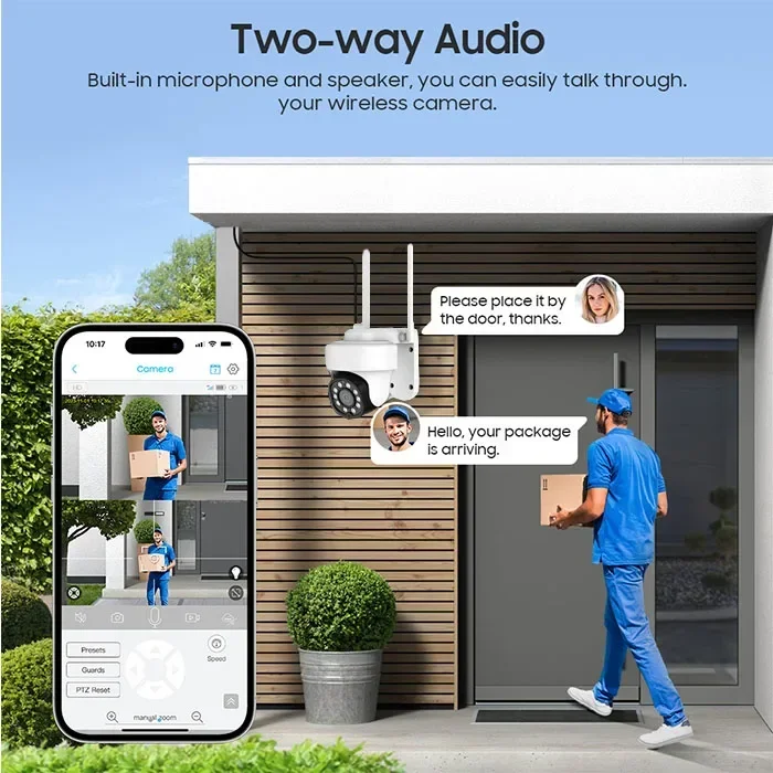 5MP 자동 추적 인체 감지 8채널 WIFI NVR 홈 보안 키트 3MP 무선 PTZ 돔 카메라 시스템 컬러 야간 투시경