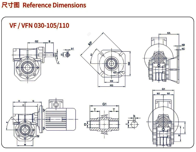 High Torque VF030 reducer worm gear gearbox Round Flange input 9/11mm output 14mm For Nema23 Servo Stepper motor replace RV030