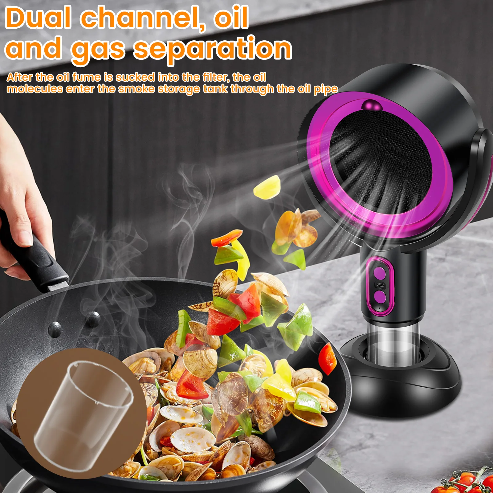 Portable BBQ Extractor New Desktop Range Hood Portable BBQ Extractor Exhaust 2 Speeds Adjustable Angle Indoor Hot Pot Mini Extractor Hood