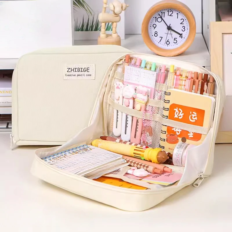 

Large Capacity Pencil Bag School Pencil Box Fabric Big Stationery Pen Holder Case Zipper Pencil Pouch Kids School Supplies