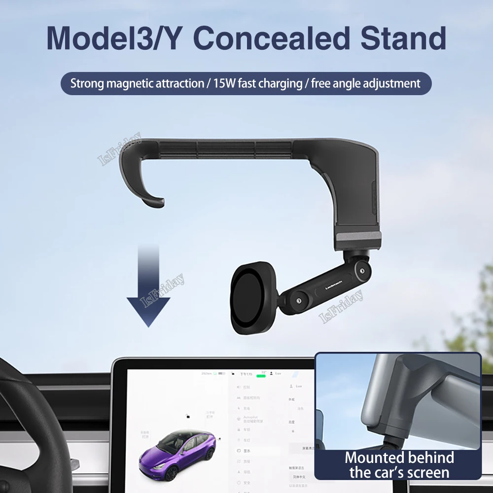 Foldable Wireless Magnetic Phone Hoder Phone Gripper for TESLA Model 3/Y  Magnetic Car Phone Holder Support Arm Mobile Stand - AliExpress