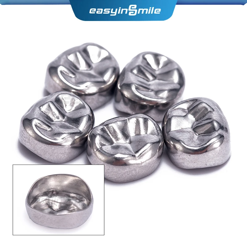 

5 шт. Стоматологическая Корона EASYINSMILE детская Первичная молярная заправка из нержавеющей стали для верхних/нижних левых/правых 1-й/2-й молярных зубов #1-7