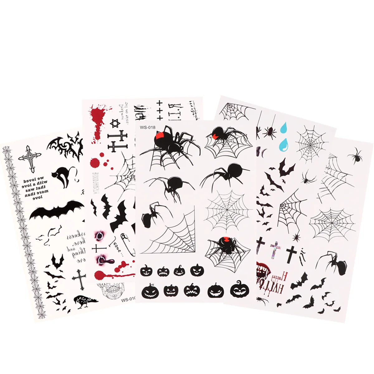 

5 Sheets Halloween Fake Scar Sticker Spoof Stickers Bat Pastes Horror Decals