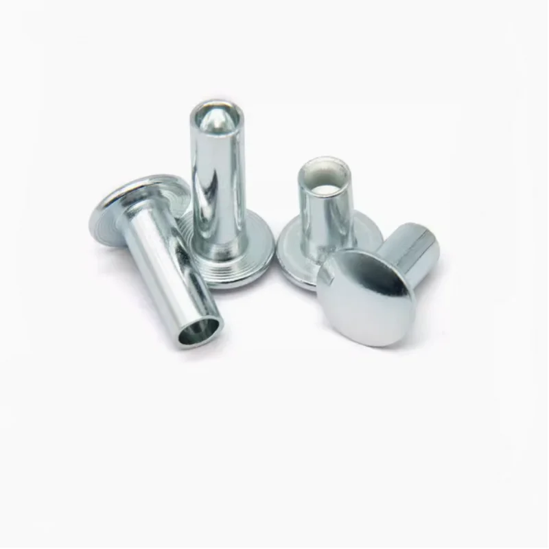 GB873 Galvanized iron large flat head semi-hollow rivet knock type carbon steel flat head hollow rivet M4