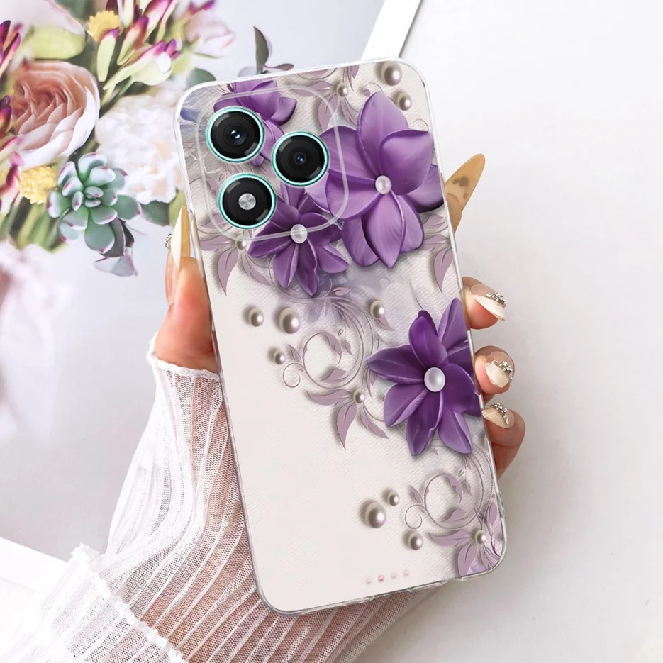 Stylish Clover Lotus Painted Soft Silicone Case