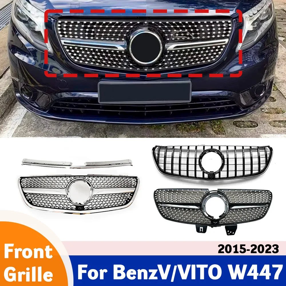 المصد الأمامي الماسي 2015-2023، مناسب لسيارة Mercedes Benz Vito V W447، مما يجلس طقم هيكل الضبط V250 V300 V260