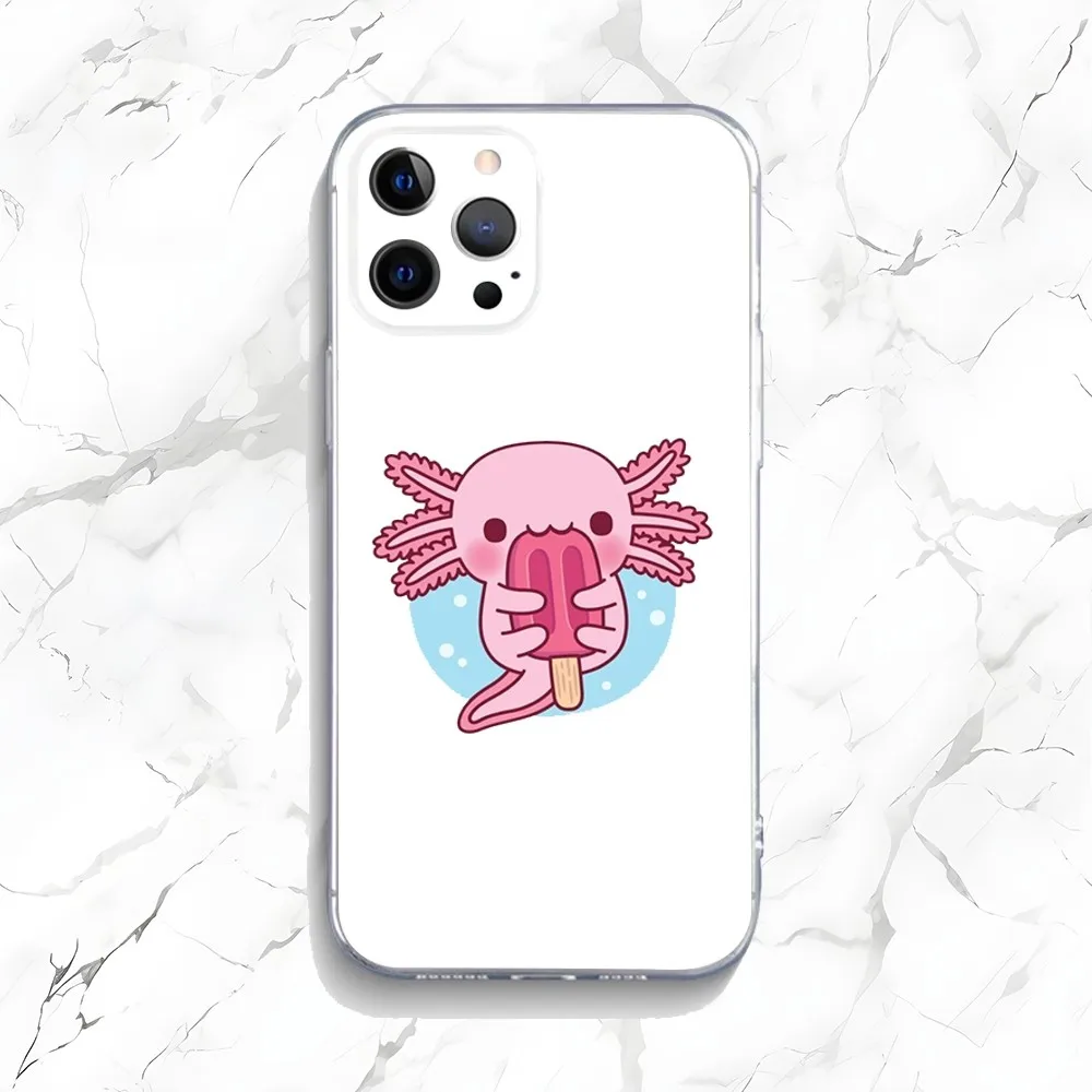 Adorable Axolotl Transparent Silicone Phone Case - Soft and Protective Design