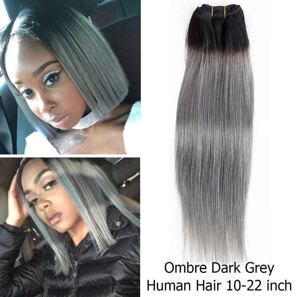 1B Silver Dark Grey Pink Rose Golden Ombre Silky Straight Hair Bundles Human Hair 1/3/4 Bundles Remy Weave Extension human hair extensions human hair bundles human hair bulk