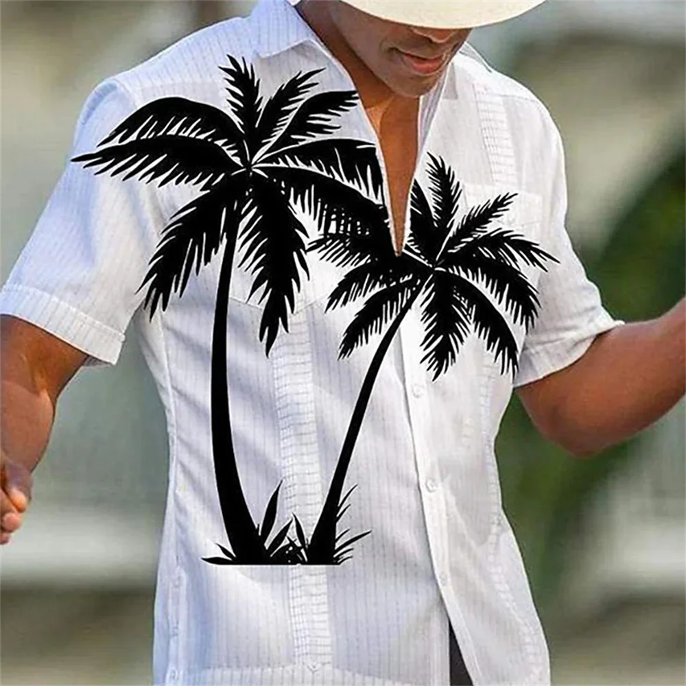 Men's Shirt Coconut Tree Beach Vacation Party Summer Shirt Men's Hawaiian Shirts Casual Fashion Street Short Sleeves Tops 3