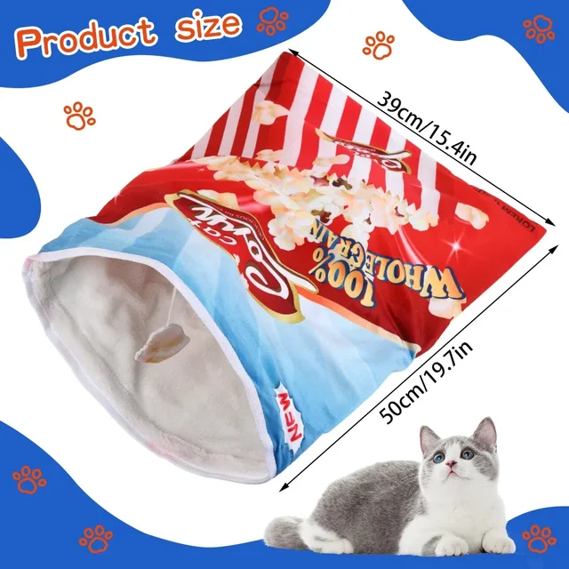 6 Halloween Gourmet Pattern Designs Cat Tunnel Toy, Cat Birthday Gift,Collapsible Interactive Cat Drill Bag Pet Toy 2