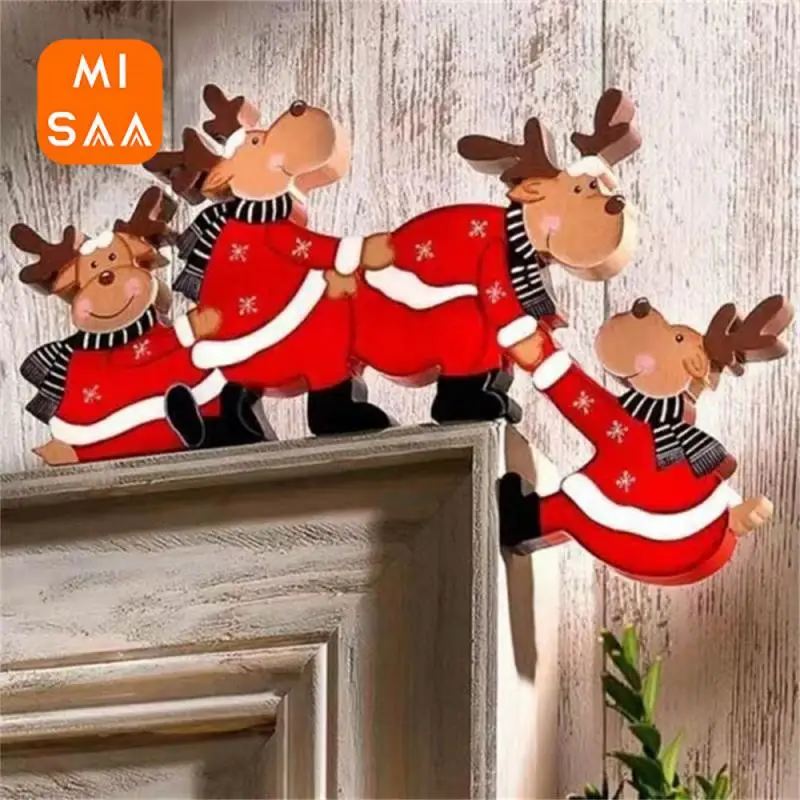 

Christmas Wooden Corner Door Frame Decorations Creative Santa Claus Xmas Wooden Decor Home Merry Christmas 2024 New Year Decor