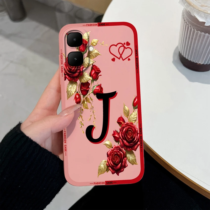 Rose Flower Letter Matte Silicone Shockproof Protective Phone Case
