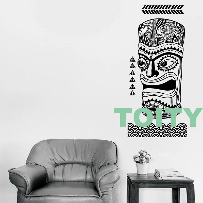 Wall Decal Tiki Bar Totem Hawaii Aloha Traditional Statue Polynesia Tribal Decor Vinyl Stickers Mural Wallpaper Decor