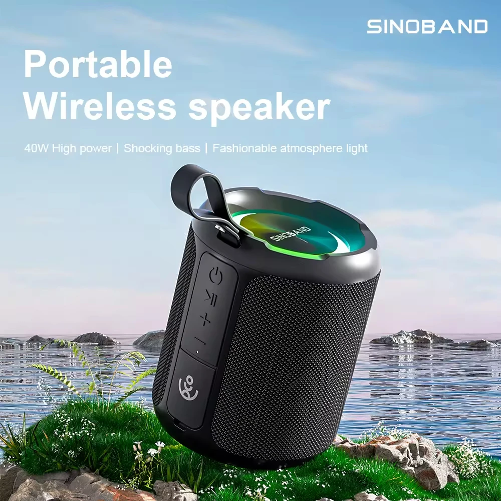 Xdobo sinoband 휴대용 무선 스피커, IPX6 방수 야외 스피커, 40W 라우드 스테레오 사운드, 딥 베이스 RGB 조명, TWS
