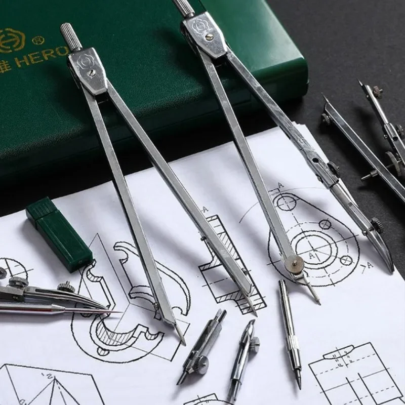 Professional Pencil Compass Set Drawing Tool Mechanical Metal Instrument 15pcs Drawing Tool Office Stationery drawing compass