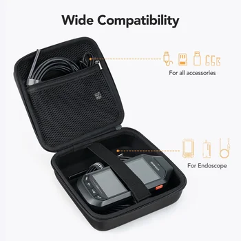 Universal Endoscope Carrying Case Waterproof Borescope Storage Bag with Mesh Pocket EVA Hard Box for Inspection Camera 1