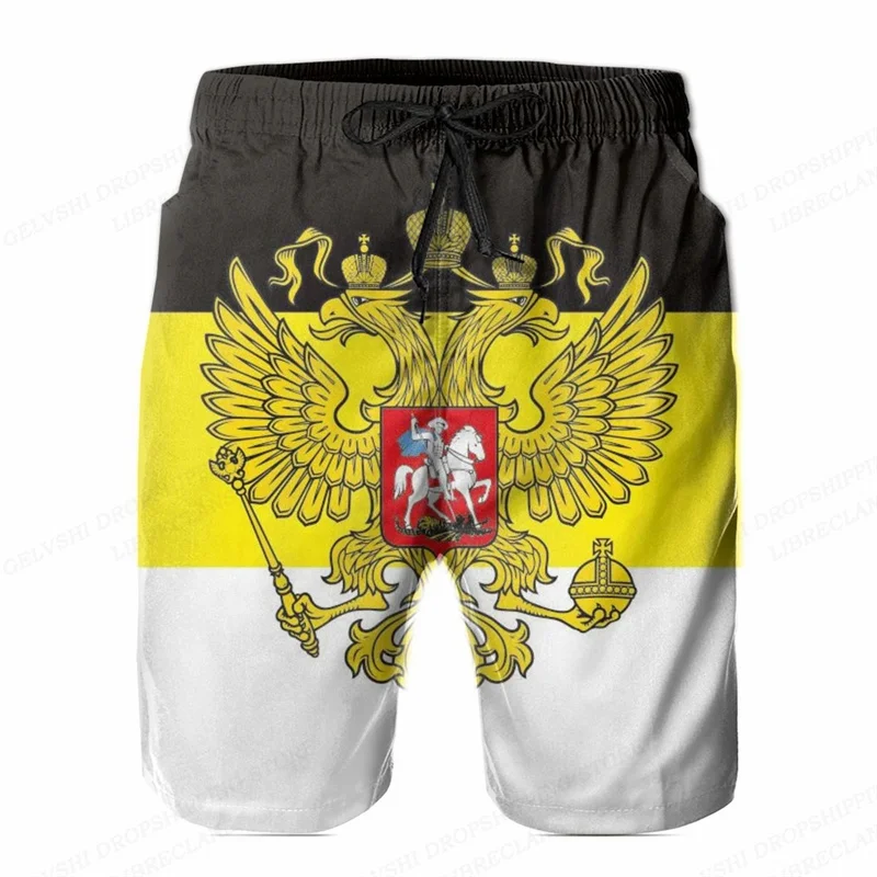 Russia Eagle Emblem Graphic Beach Shorts Men 3D Russian Flag Bear Printed Board Shorts Swimsuit homme 2024 Summer Swim Trunks 5