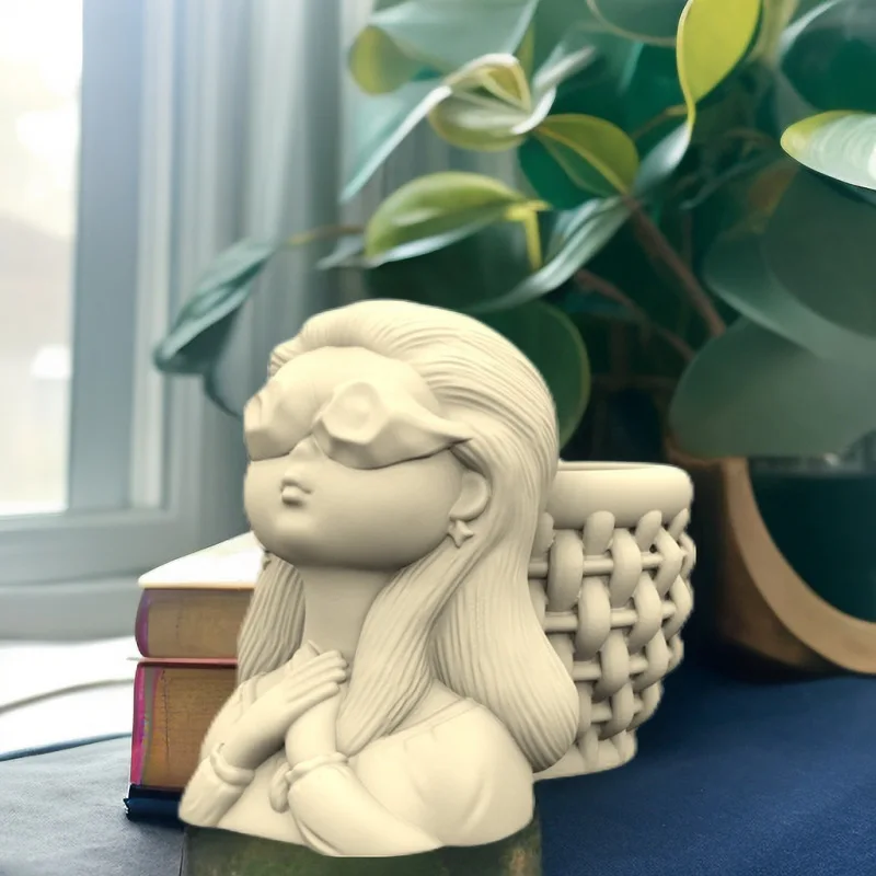 

Silicone Mold Eye Mask Girl Flower Pot Succulent Pen Holder DIY Making Resin Concrete Vase Cactus Silicone Mold Home Decor Tool