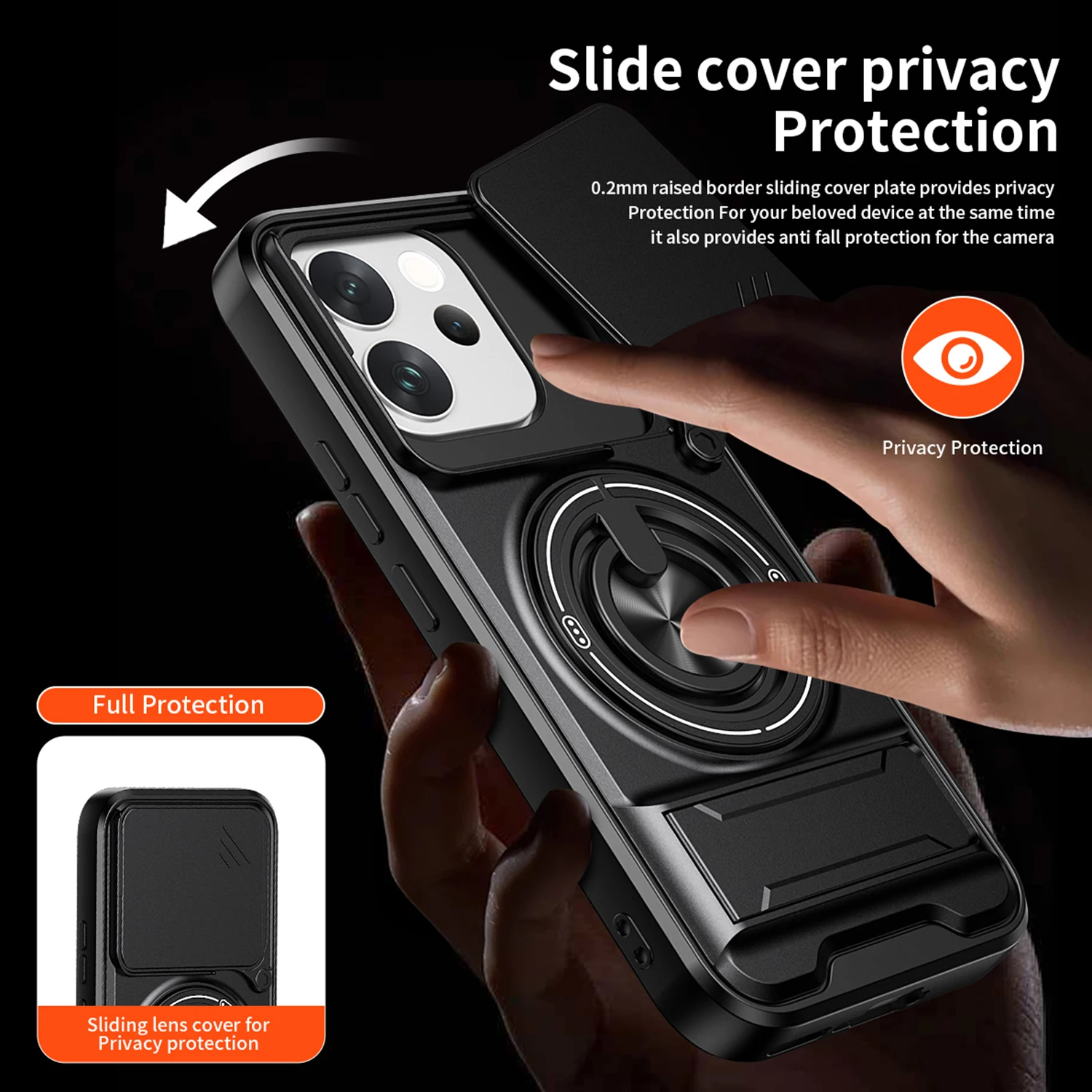 Versatile Magnetic Car Ring Holder and Full Mirror Kickstand Case