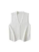 Women Fashion Front Button Striped Knit Vest Sweater Vintage V Neck Sleeveless Female Waistcoat Chic Vest Tops - Image 4