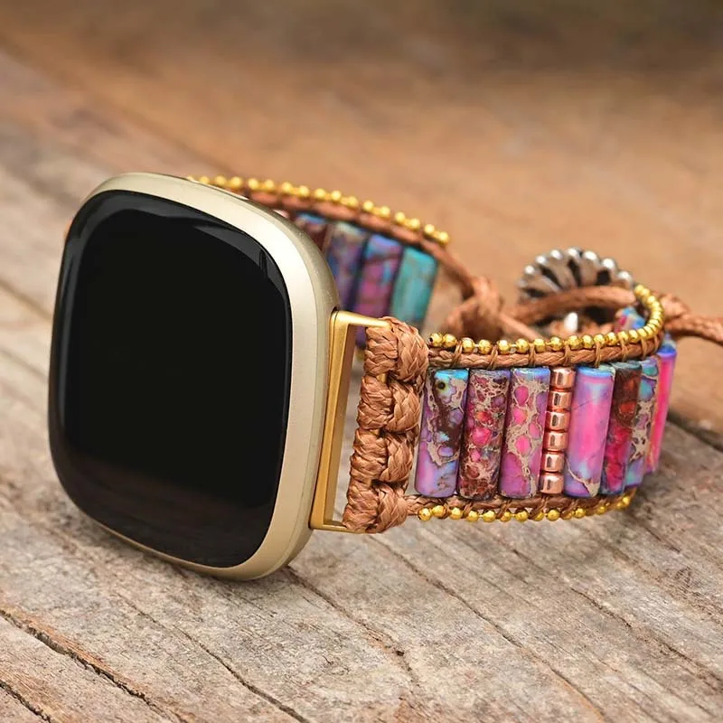 

Ремешок для Fitbit Versa 2 3 Sense Lite, браслет с бусинами из натурального Императорского камня, ремешок для часов