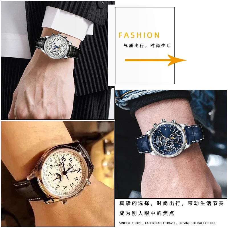 Premium Cowhide Leather Watch Strap with Butterfly Buckle - Available in 19mm, 20mm, and 21mm Sizes