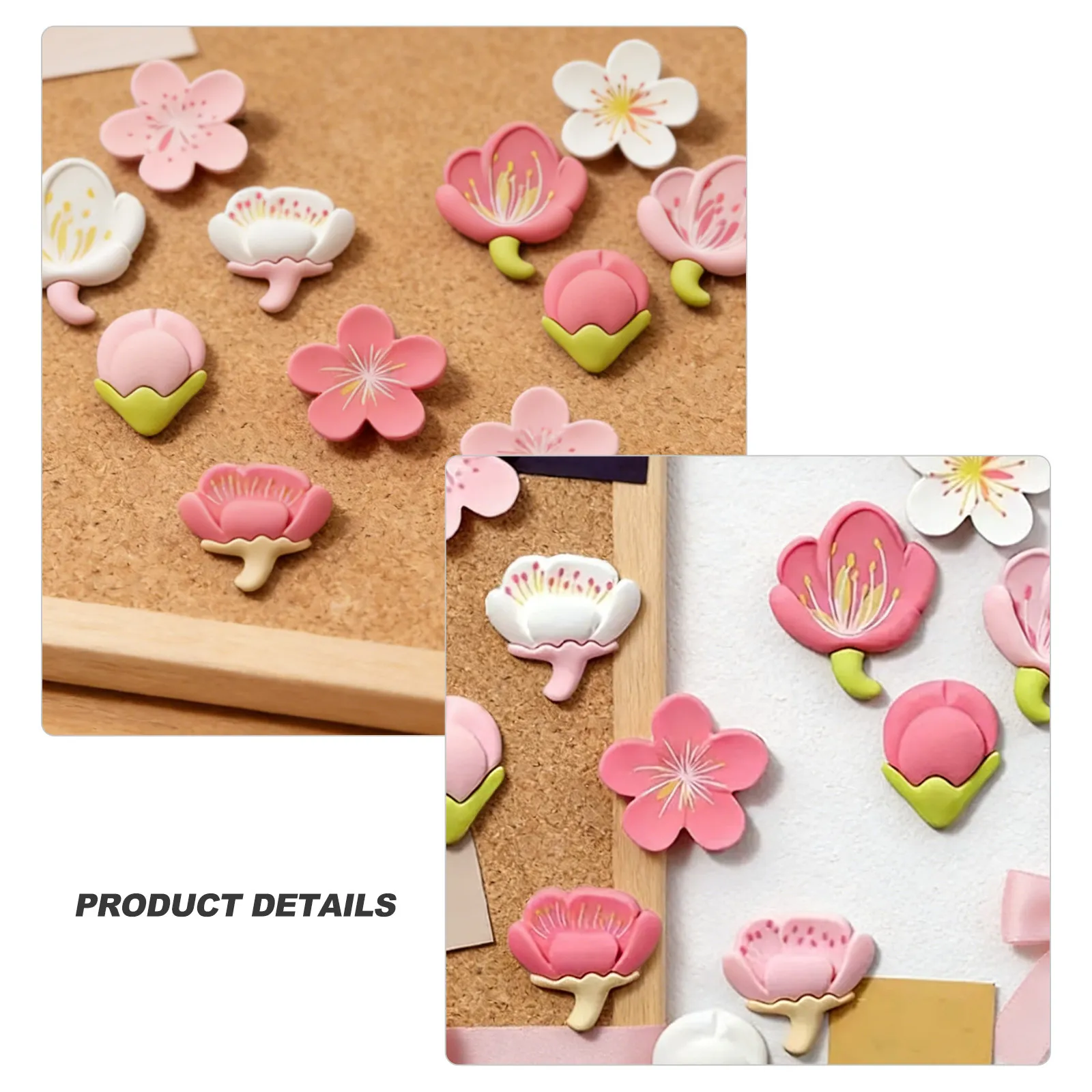 24Pcs 벚꽃 사진 벽 장 꽃 푸시 핀 코르크 보드 사무실 홈 게시판 지도 핀