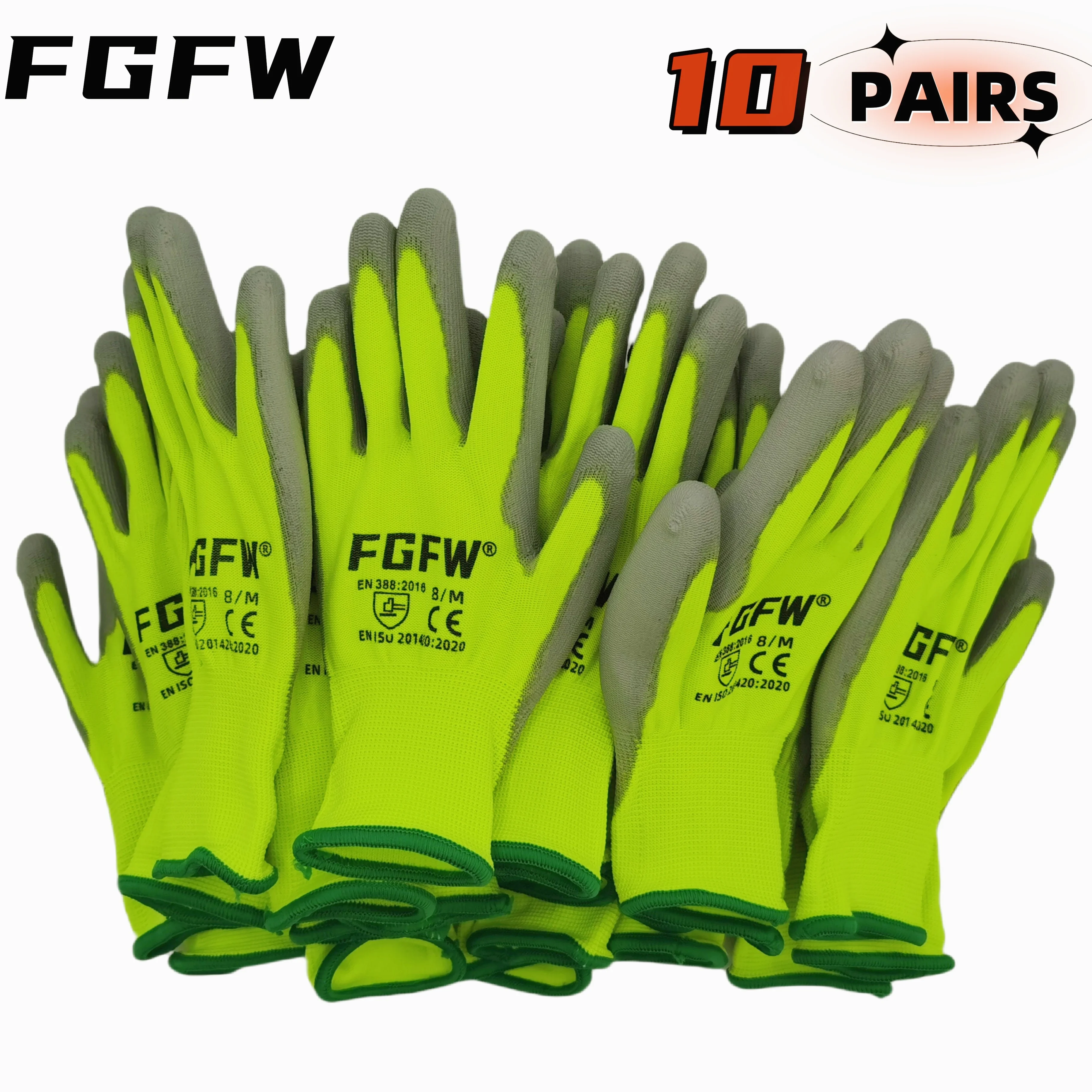 10PairsPUCoatedWorkGloves-Lightweight,DurableSafetyGlovesEN388/ISO20471Certified,SizesS/M/L/XL-AliExpress30