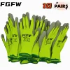 10 Pairs PU Coated Work Gloves - Lightweight, Durable Safety Gloves EN 388/ISO20471 Certified, Sizes S/M/L/XL 1