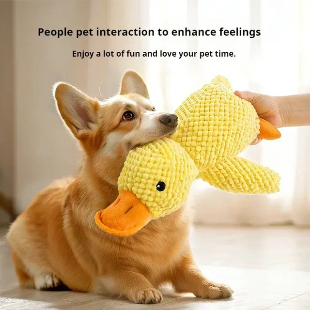 Plush Calming Duck Companion – Durable Squeaky Puppy Chew Toy for Teeth Cleaning 3