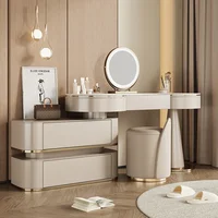 Coiffeuse moderne en bois pour chambre à coucher, meuble de rangement, table de maquillage avec miroir pour chambre principale 1
